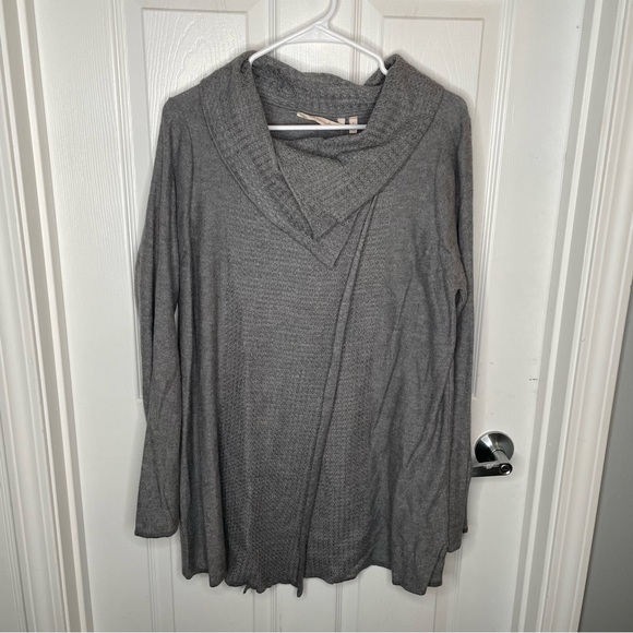 Soft Surroundings Miranda Wrap Wool Blend Sweater Comfy Cozy Lagenlook in Gray L - Picture 3 of 14